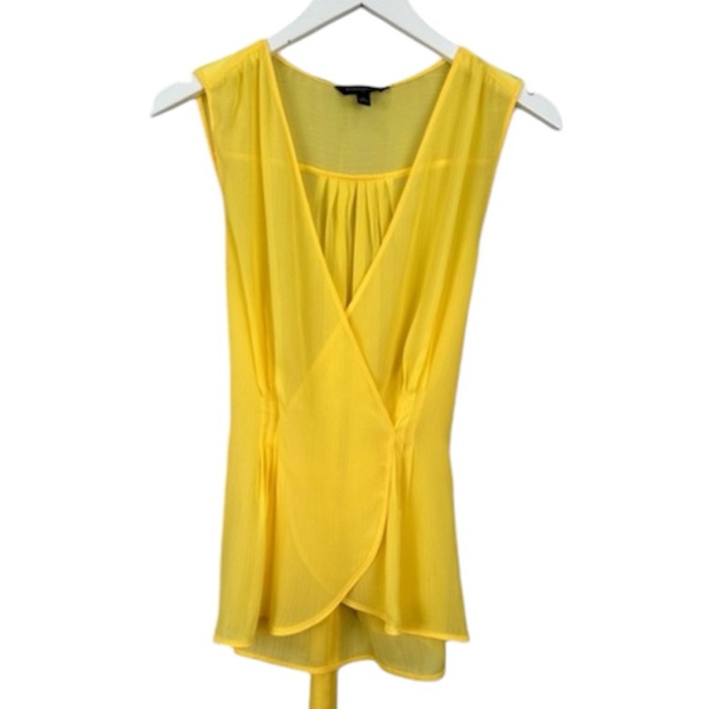 Banana Republic Yellow Sheer Flattering Tie Tank Top Blouse Size Small